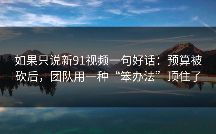 如果只说新91视频一句好话：预算被砍后，团队用一种“笨办法”顶住了