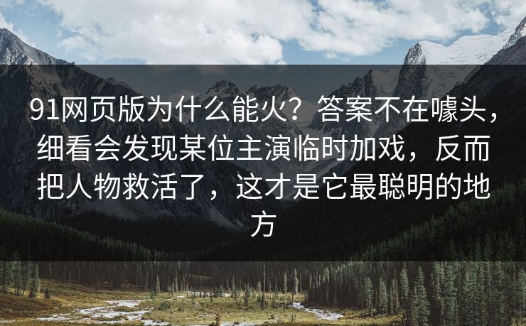 91网页版为什么能火？答案不在噱头，细看会发现某位主演临时加戏，反而把人物救活了，这才是它最聪明的地方