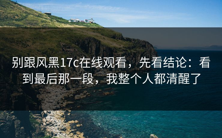 别跟风黑17c在线观看，先看结论：看到最后那一段，我整个人都清醒了