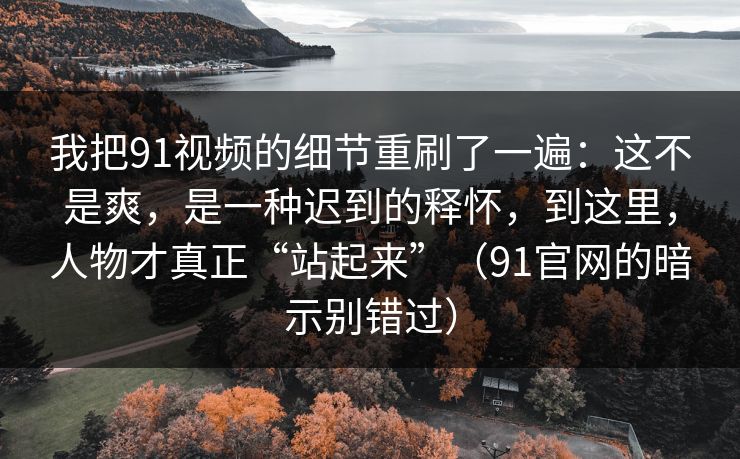 我把91视频的细节重刷了一遍：这不是爽，是一种迟到的释怀，到这里，人物才真正“站起来”（91官网的暗示别错过）