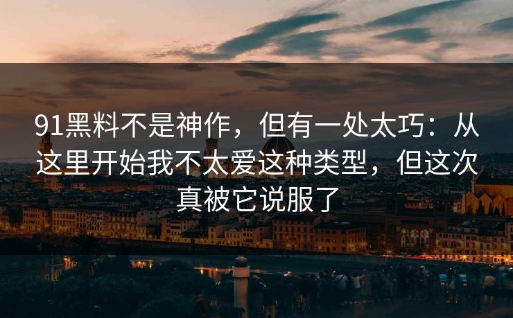 91黑料不是神作，但有一处太巧：从这里开始我不太爱这种类型，但这次真被它说服了