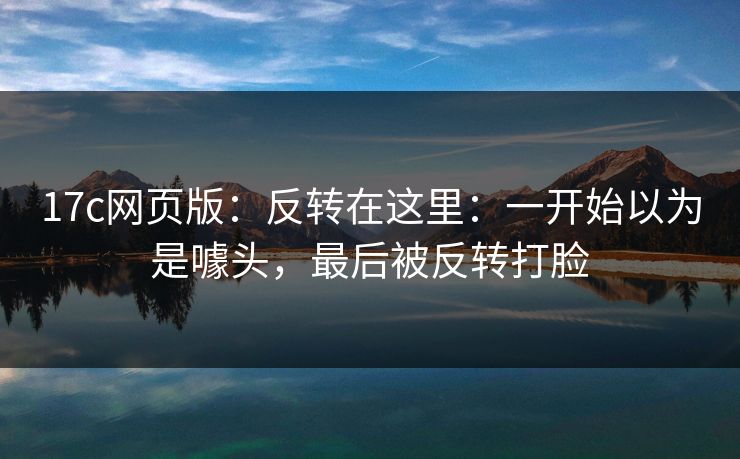 17c网页版:反转在这里:一开始以为是噱头,最后被反转打脸